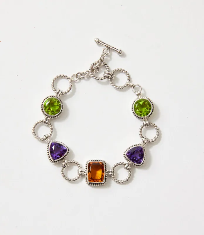 Sterling Silver Gemstone Link Bracelet sold by Karen Kane