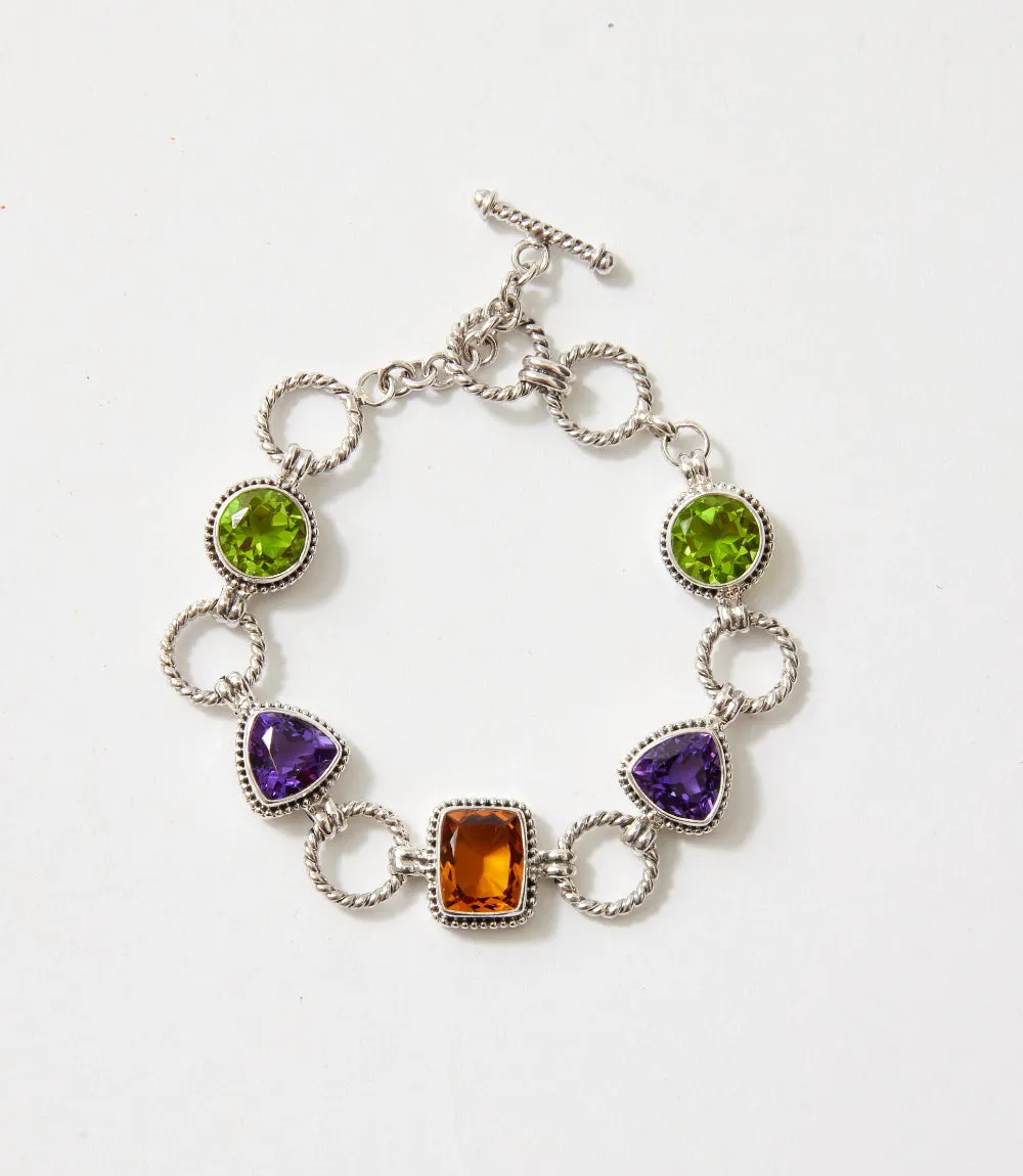 Sterling Silver Gemstone Link Bracelet sold by Karen Kane