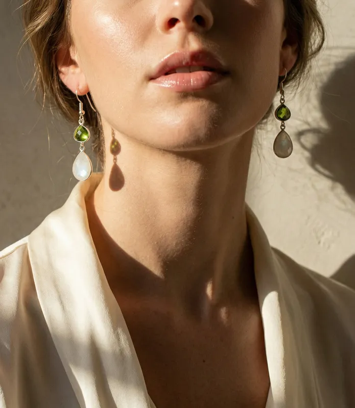 Peridot And Moonstone Earrings sold by Karen Kane