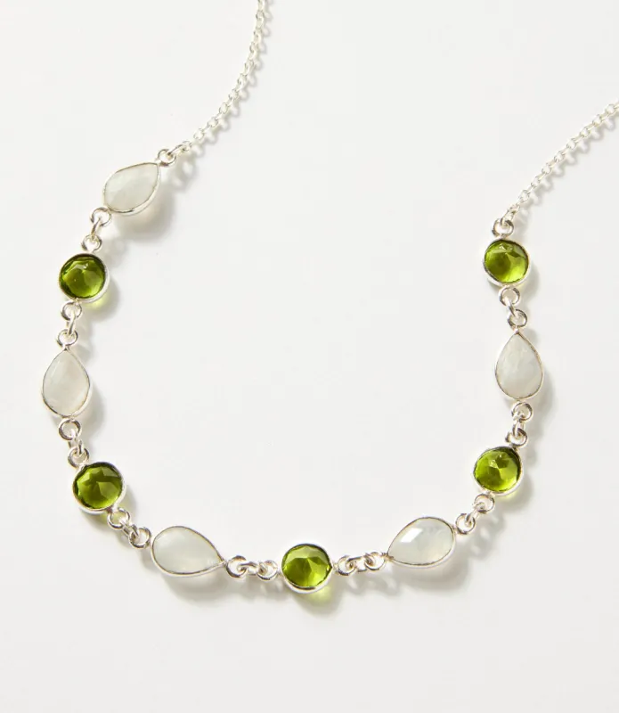 Moonstone And Peridot Station Necklace sold by Karen Kane