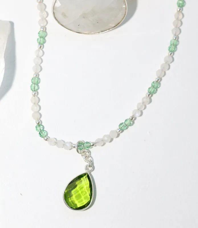 Beaded Moonstone And Peridot Pendant Necklace sold by Karen Kane