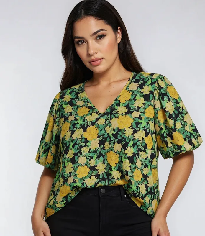 Plus Size Puff Sleeve Top sold by Karen Kane
