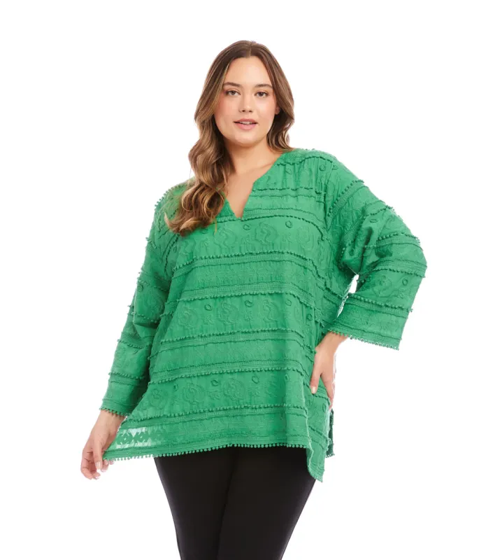 Plus Size 3/4 Sleeve Embroidered Tunic sold by Karen Kane