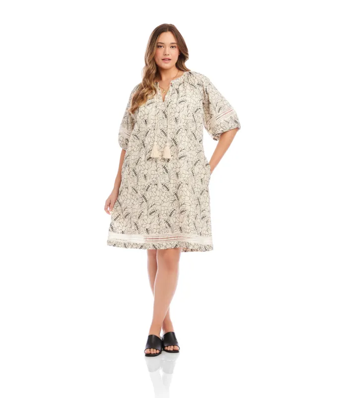 Plus Size Puff Sleeve Tassel Dress made by Karen Kane