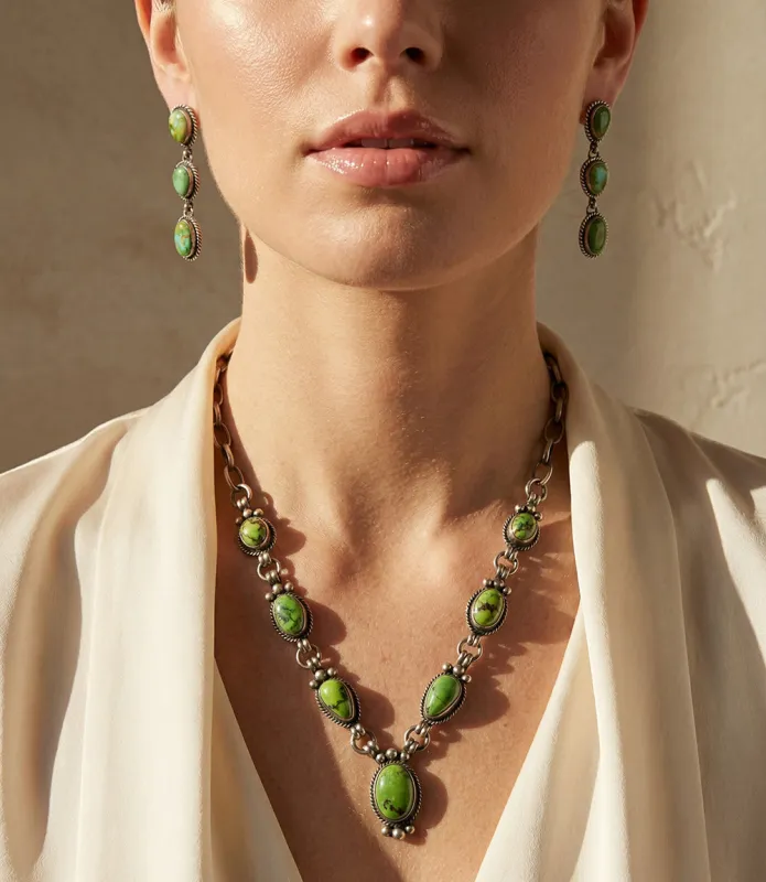 Green Turquoise Necklace And Earring Set made by Karen Kane