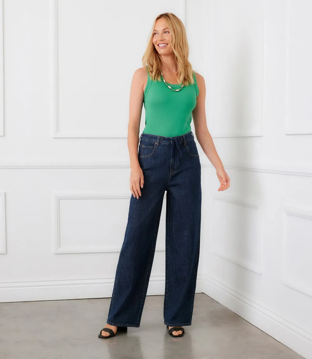 Denim Drawstring Wide-Leg Pants sold by Karen Kane product image thumbnail 2