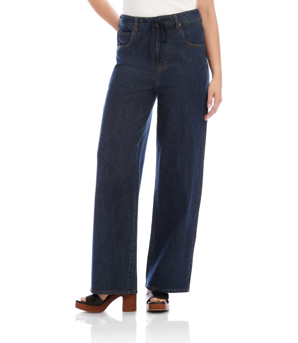Denim Drawstring Wide-Leg Pants sold by Karen Kane product image thumbnail 4
