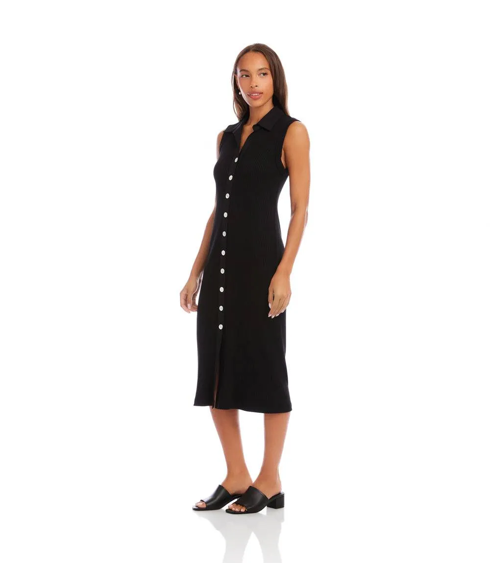 Ribbed Sleeveless Button Front Midi Dress sold by Karen Kane product image thumbnail 3