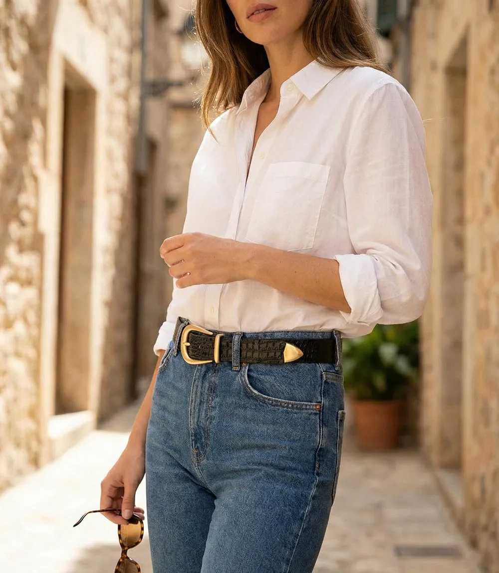 Streets Ahead Crocodile Leather Buckle Belt sold by Karen Kane product image thumbnail 4