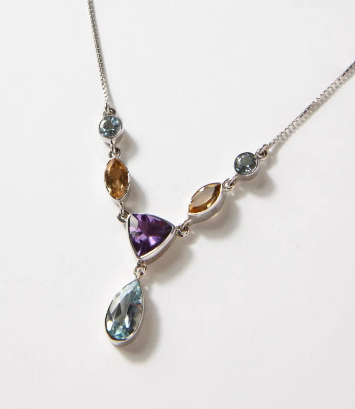 Blue Topaz, Amethyst, And Citrine Necklace sold by Karen Kane