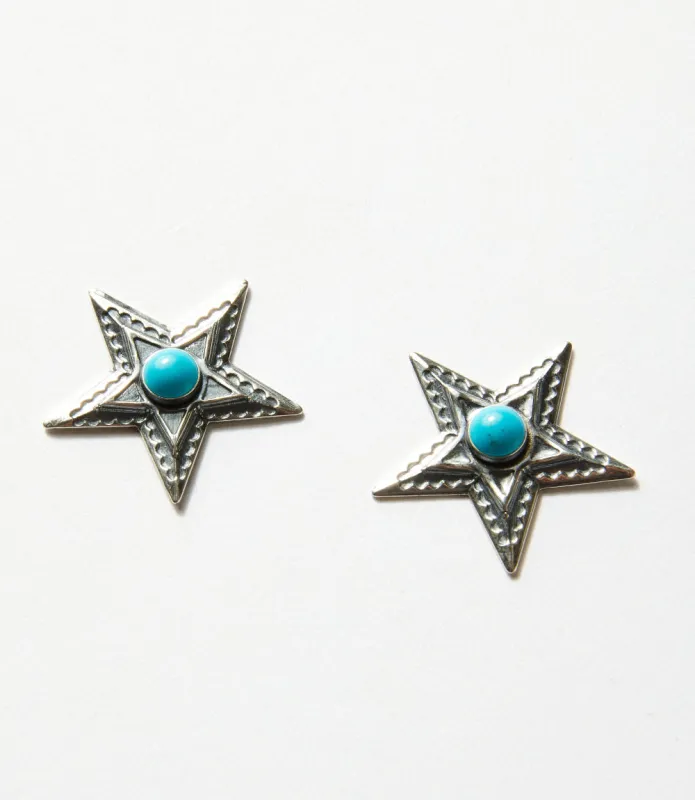 Kingman Turquoise Sterling Silver Star Earrings sold by Karen Kane