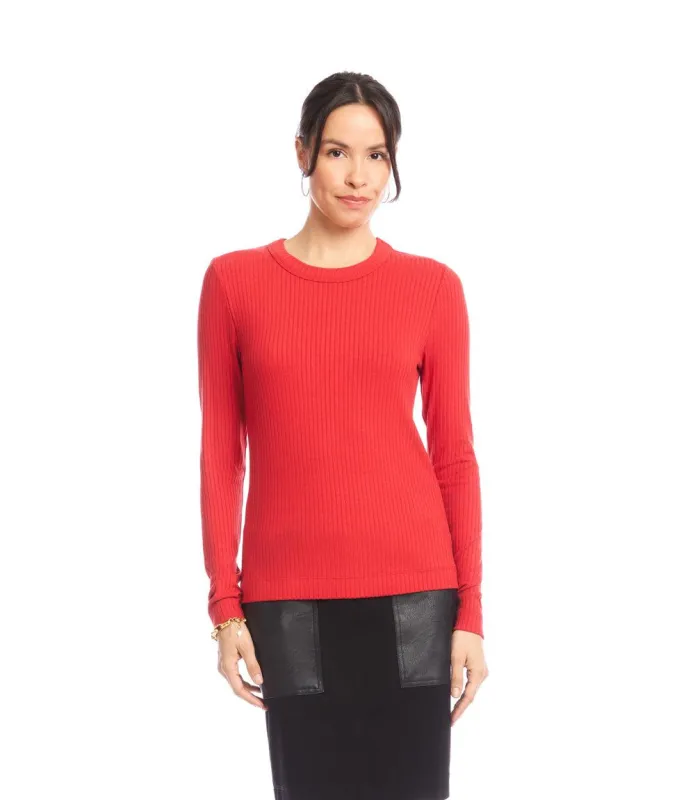Ribbed Long Sleeve Crewneck Top made by Karen Kane