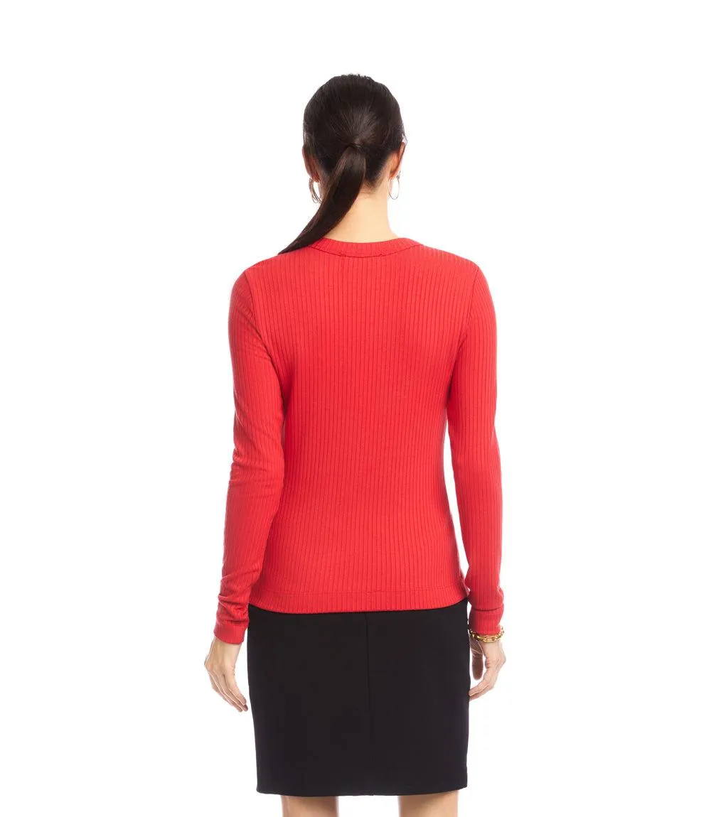 Ribbed Long Sleeve Crewneck Top sold by Karen Kane product image thumbnail 3