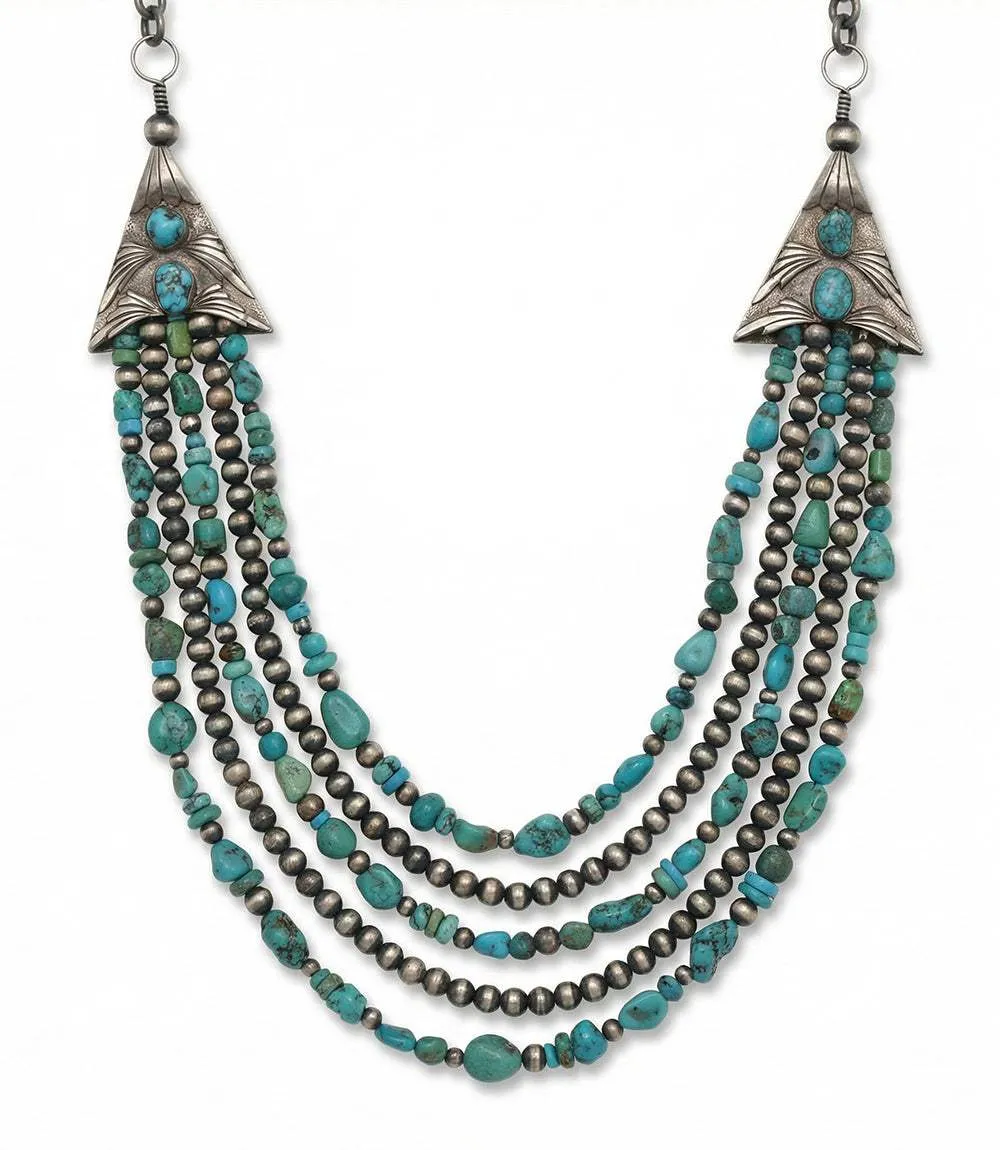 Vintage Mixed Turquoise Multi Strand Necklace sold by Karen Kane product image thumbnail 3