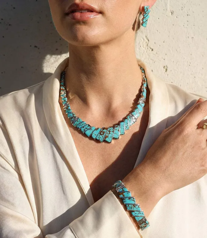 #8 Turquoise Necklace, Bracelet, And Earring Set made by Karen Kane
