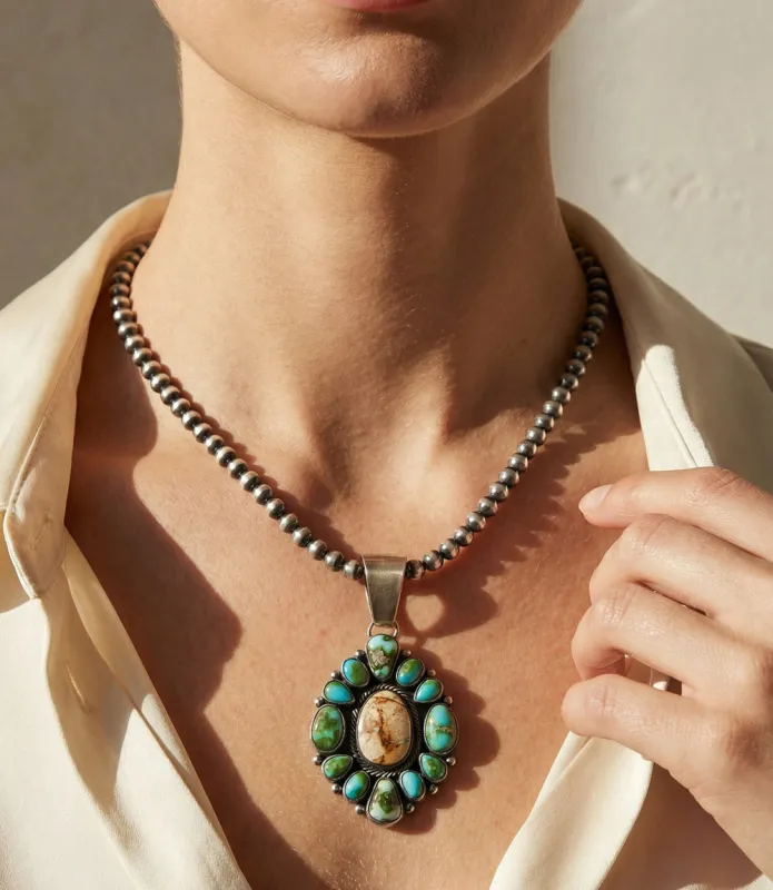 Boulder & Sonoran Gold Turquoise Pendant Necklace sold by Karen Kane