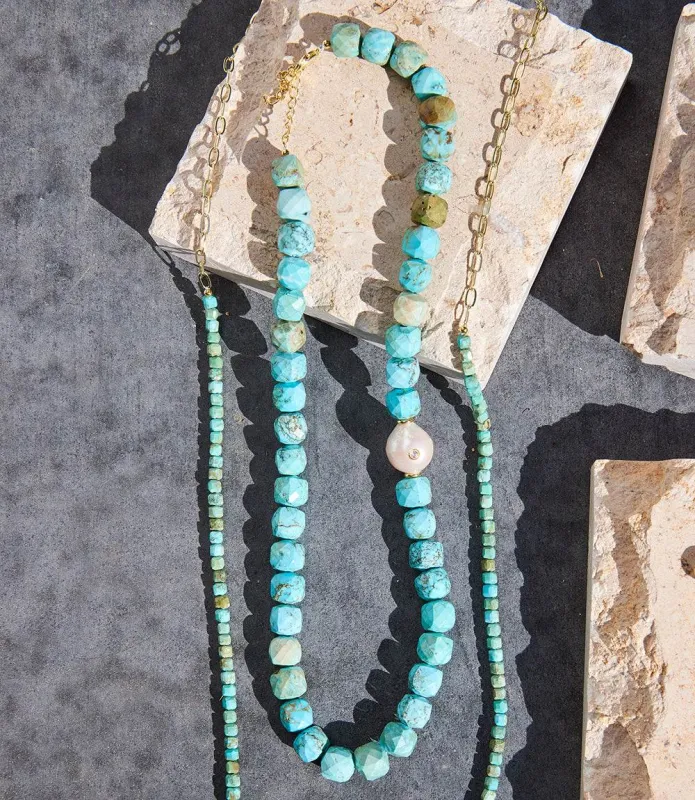 Turquoise And Pearl Necklace sold by Karen Kane