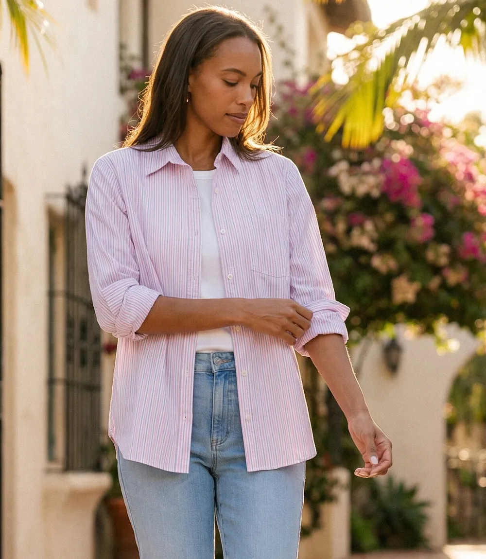 Stripe Long Sleeve Button-Up Shirt sold by Karen Kane