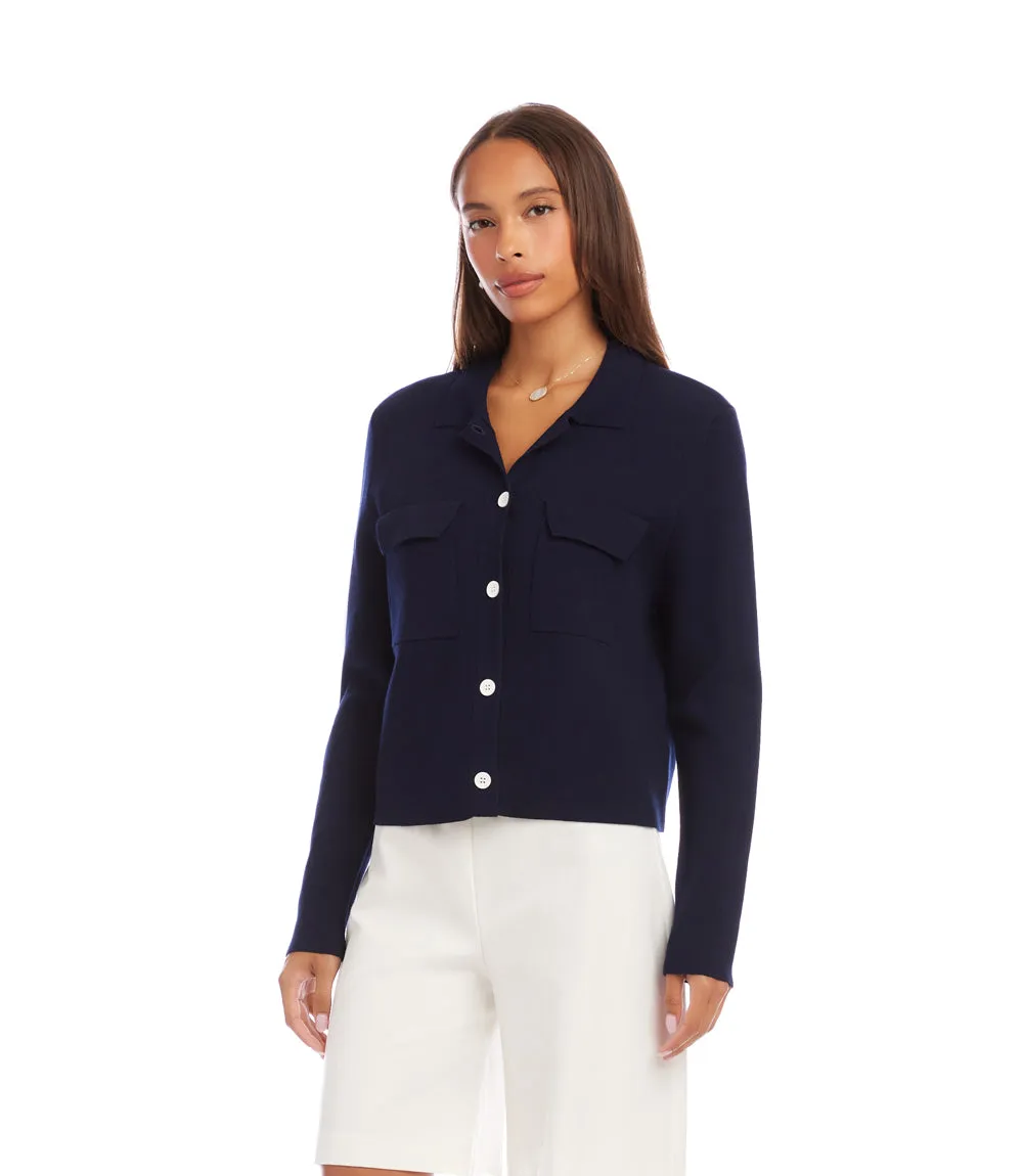 Collared Sweater Jacket sold by Karen Kane product image thumbnail 4