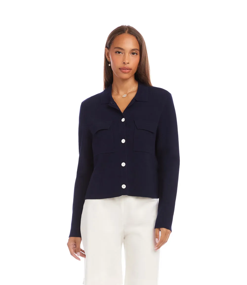 Collared Sweater Jacket sold by Karen Kane product image thumbnail 3