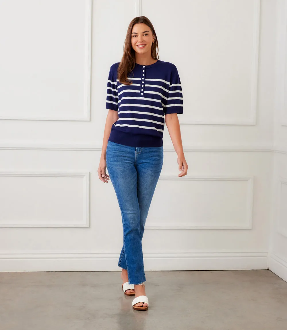 Henley Stripe Sweater sold by Karen Kane product image thumbnail 5