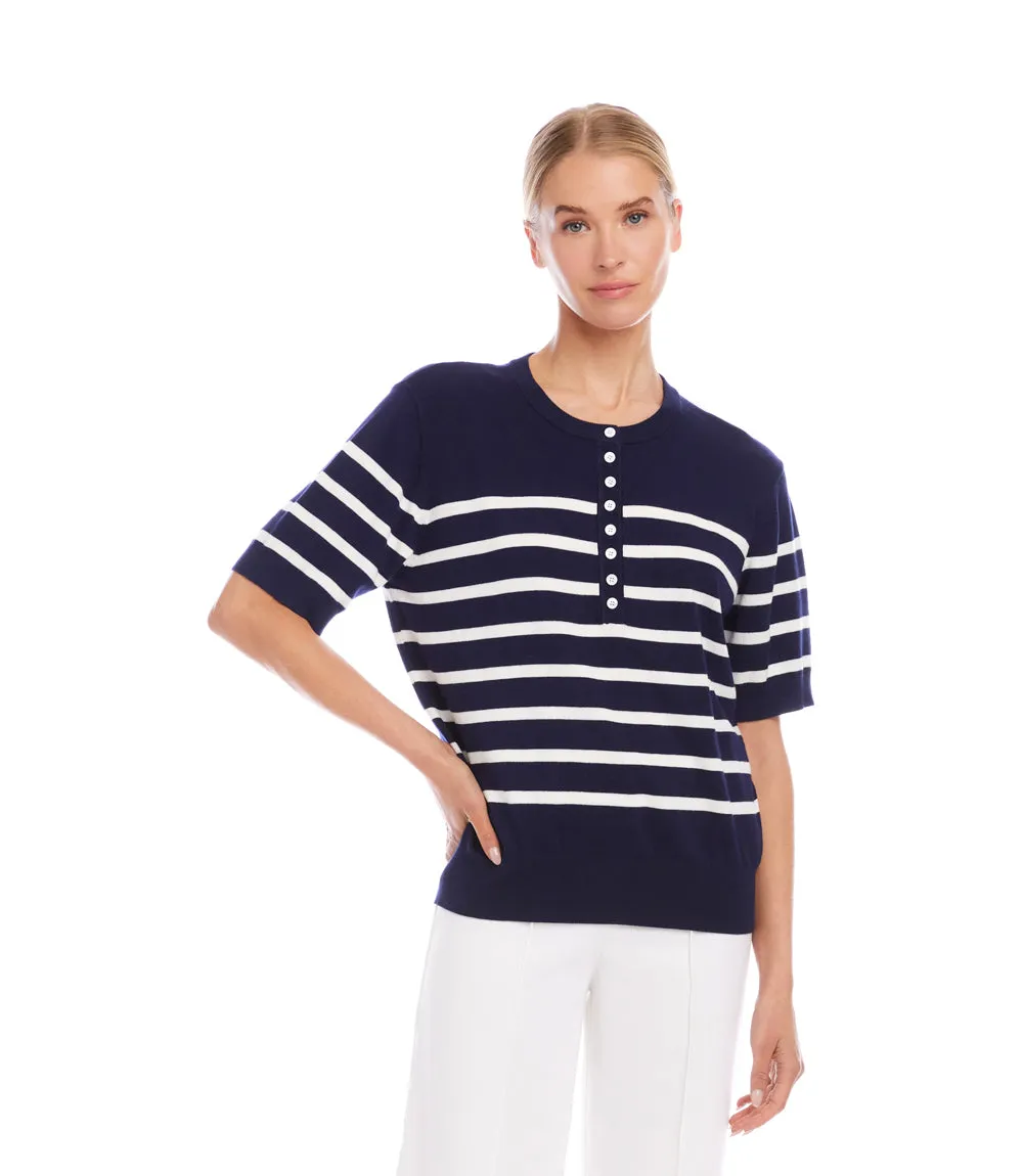 Henley Stripe Sweater sold by Karen Kane product image thumbnail 2