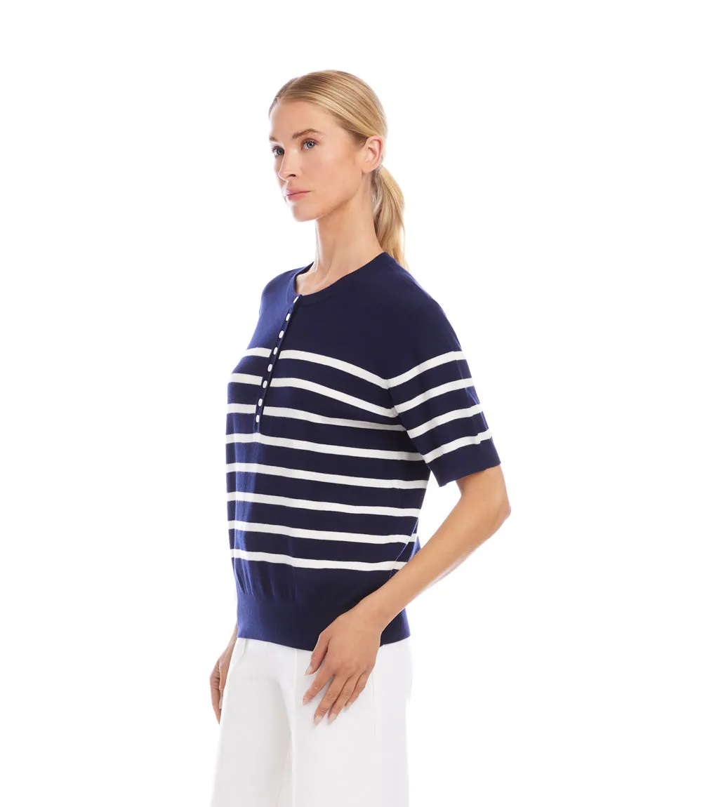 Henley Stripe Sweater sold by Karen Kane product image thumbnail 3