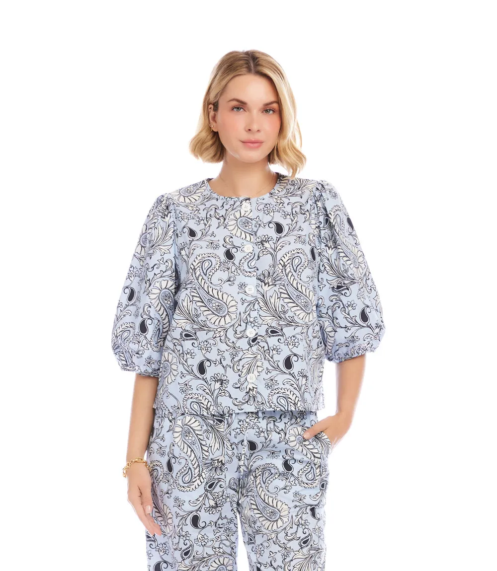 Puff Sleeve Button Front Top sold by Karen Kane product image thumbnail 4