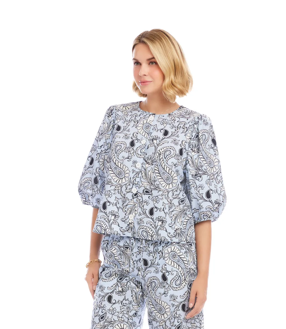 Puff Sleeve Button Front Top sold by Karen Kane product image thumbnail 5