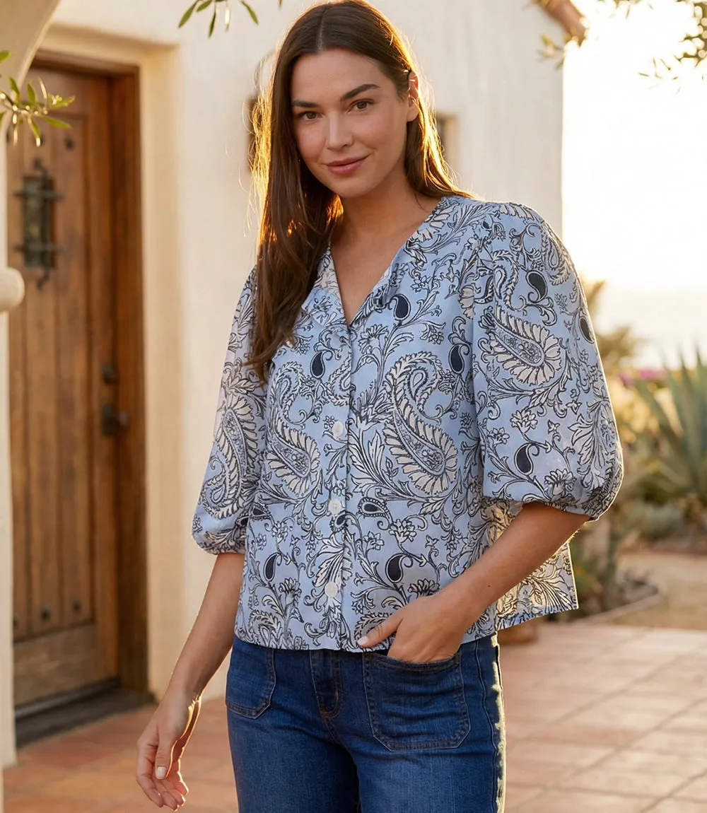 Puff Sleeve Button Front Top sold by Karen Kane product image thumbnail 2