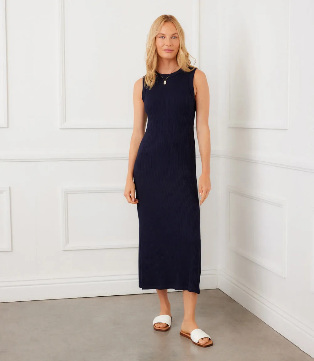 Ribbed Sleeveless Midi Column Dress sold by Karen Kane