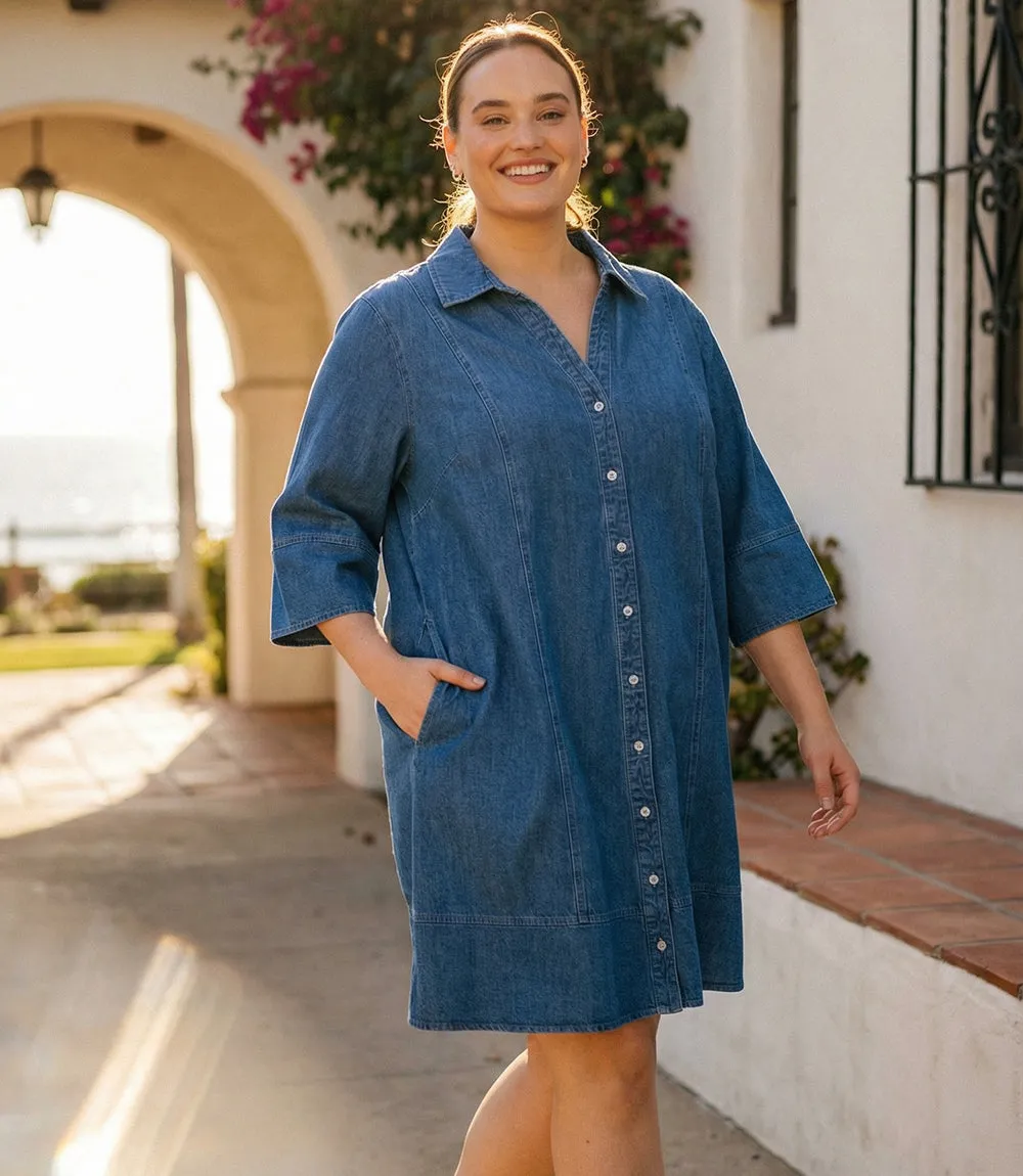Plus Size Flare Sleeve Shirtdress sold by Karen Kane product image thumbnail 2
