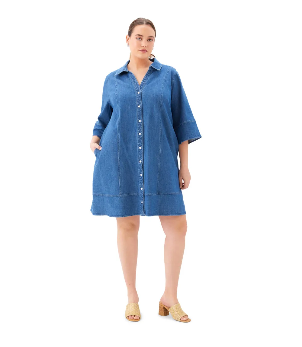 Plus Size Flare Sleeve Shirtdress sold by Karen Kane product image thumbnail 3