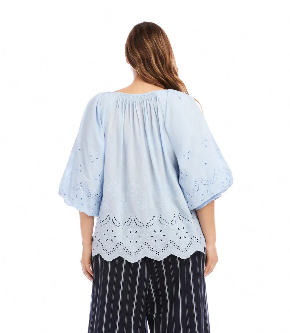 Plus Size Puff Sleeve Embroidered Top sold by Karen Kane product image thumbnail 4