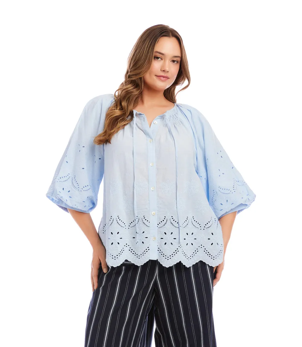 Plus Size Puff Sleeve Embroidered Top sold by Karen Kane product image thumbnail 2