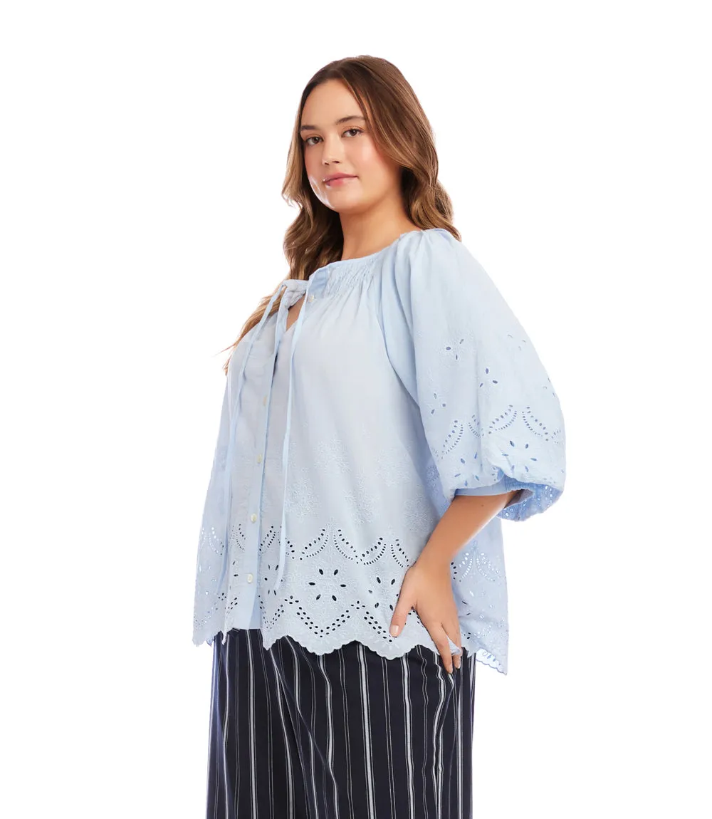 Plus Size Puff Sleeve Embroidered Top sold by Karen Kane product image thumbnail 3