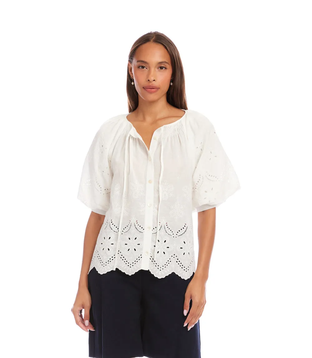 Puff Sleeve Embroidered Top sold by Karen Kane product image thumbnail 2