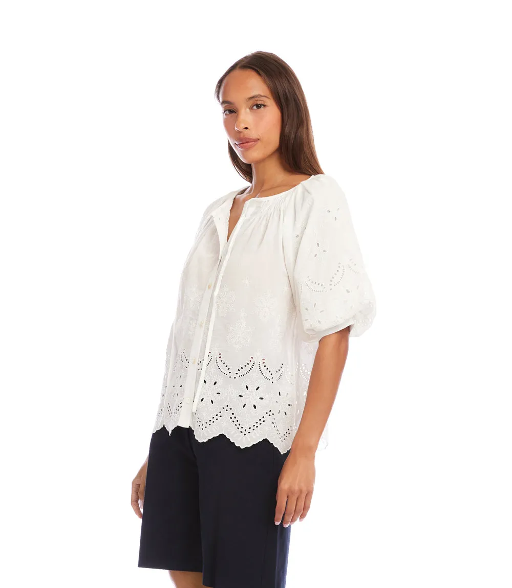 Puff Sleeve Embroidered Top sold by Karen Kane product image thumbnail 3