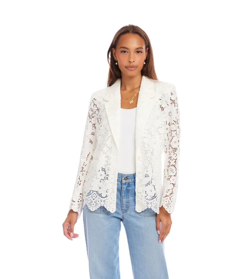 Petite Size Floral Lace Scallop Edge Blazer sold by Karen Kane product image thumbnail 3