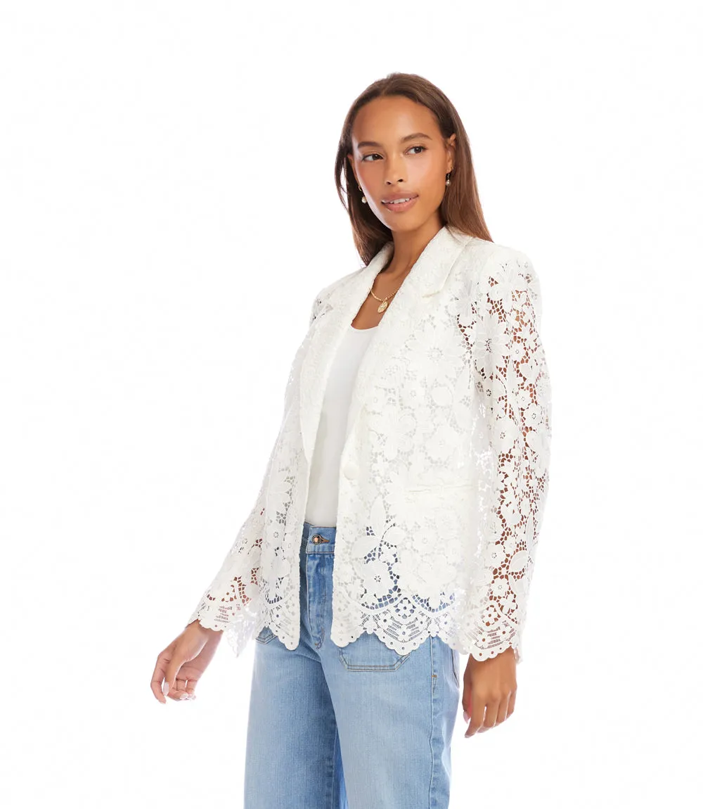 Petite Size Floral Lace Scallop Edge Blazer sold by Karen Kane product image thumbnail 4