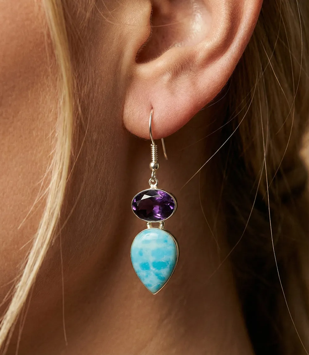 Larimar And Amethyst Drop Earrings sold by Karen Kane product image thumbnail 2