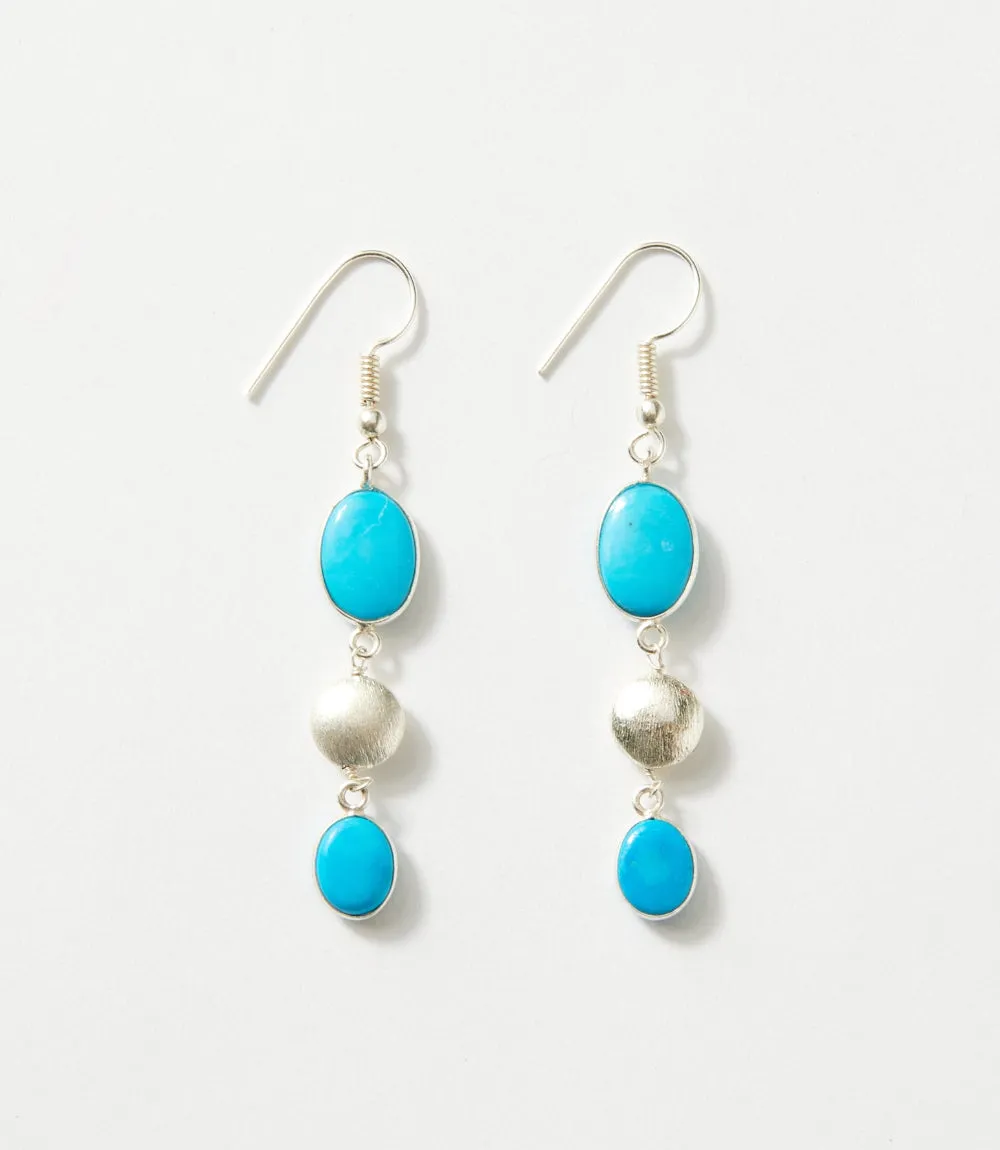Triple Drop Turquoise And Silver Bead Earrings sold by Karen Kane product image thumbnail 2
