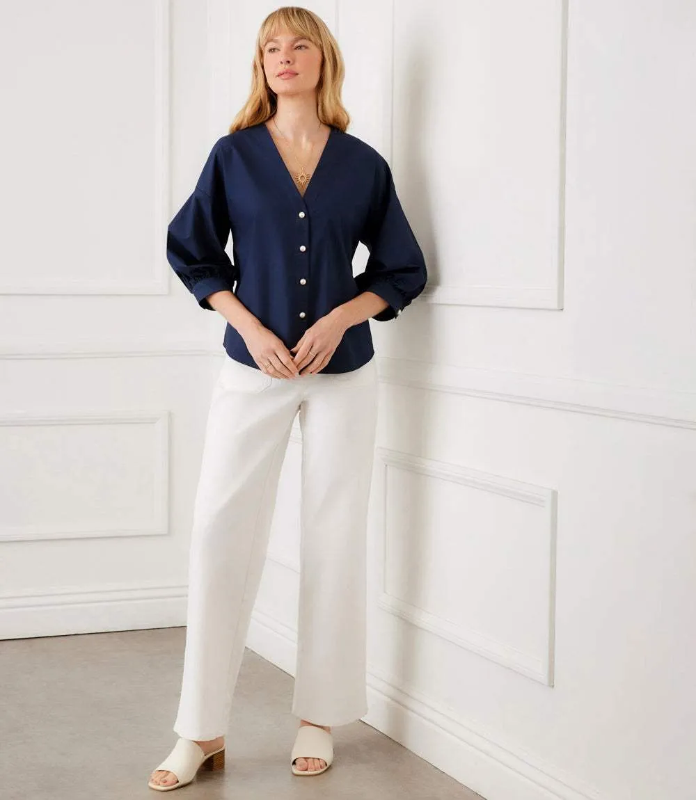 Lantern Sleeve Pearl Button Top sold by Karen Kane product image thumbnail 5