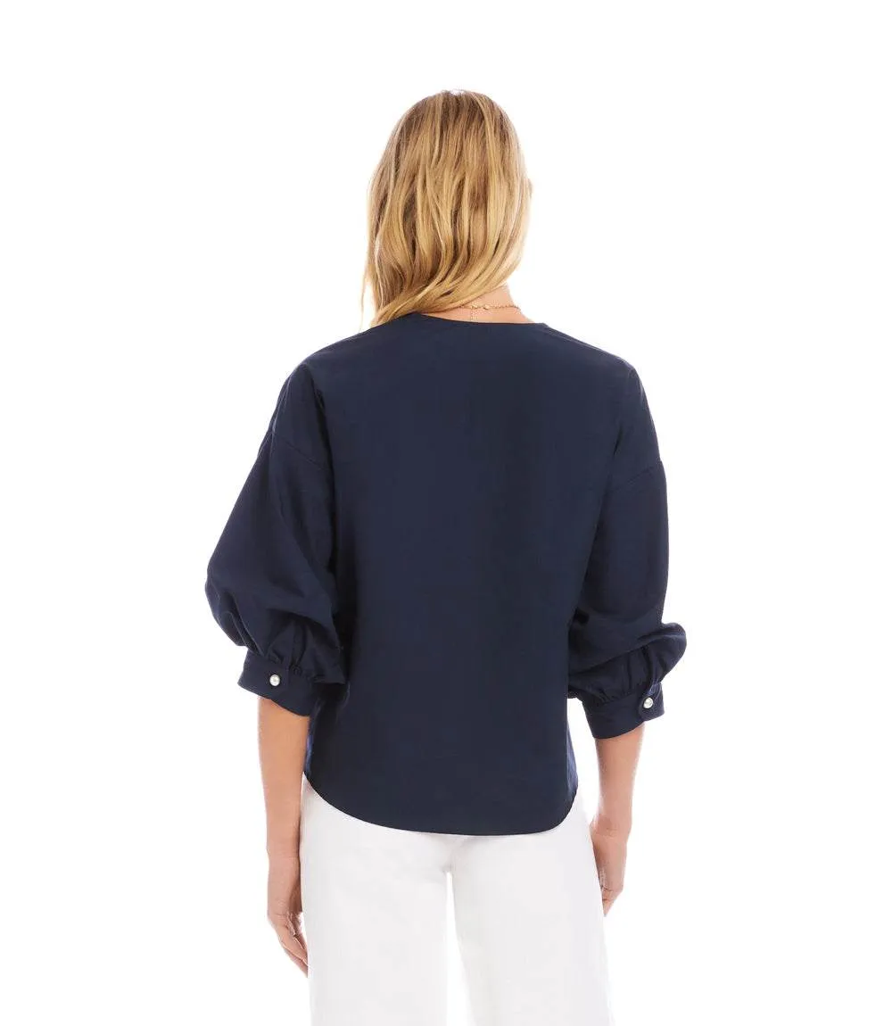 Lantern Sleeve Pearl Button Top sold by Karen Kane product image thumbnail 4