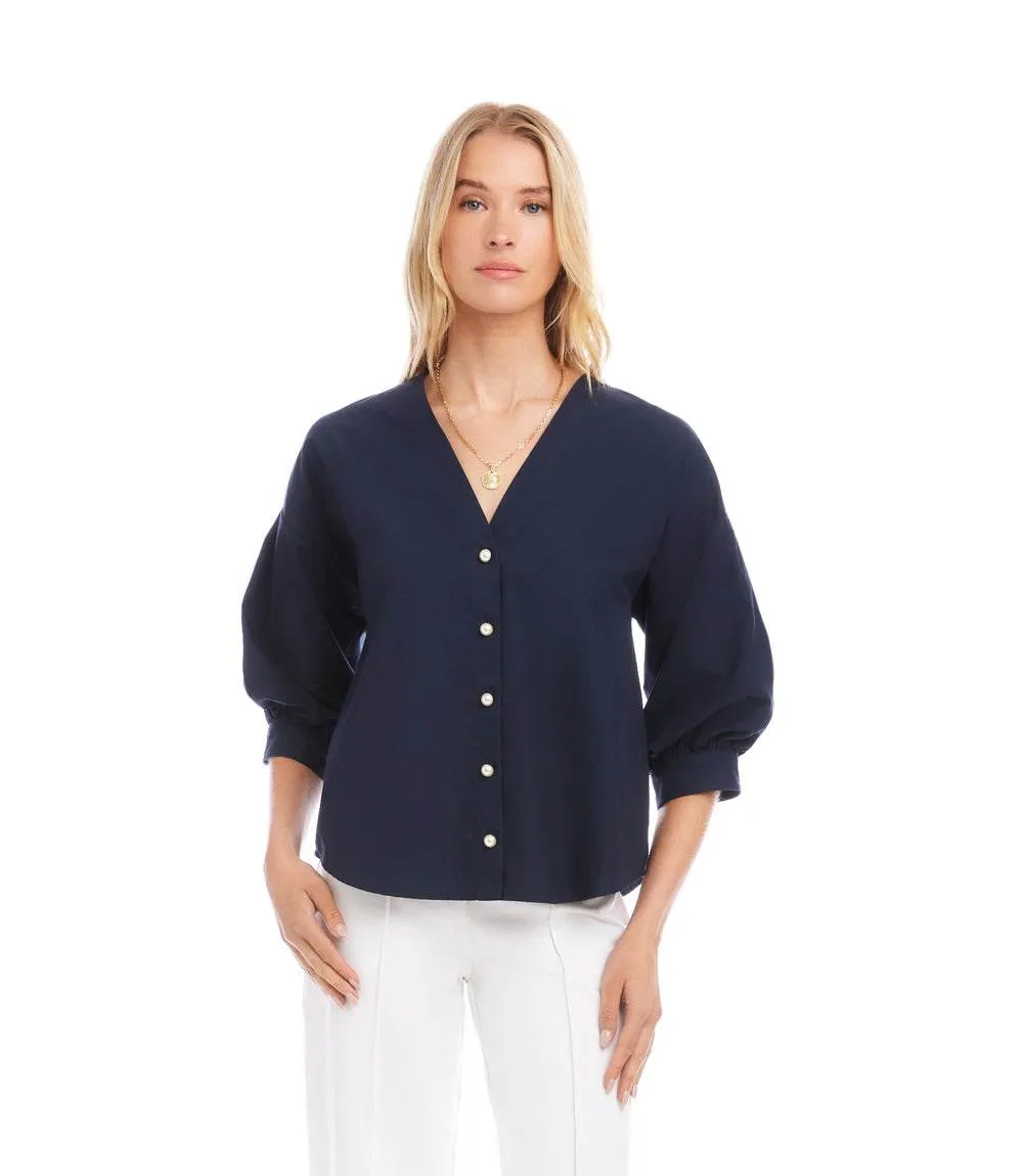 Lantern Sleeve Pearl Button Top sold by Karen Kane product image thumbnail 2