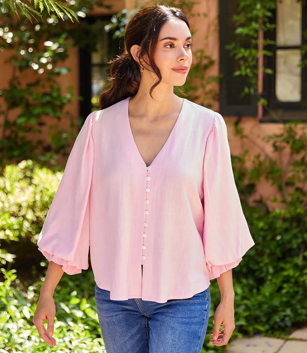 Layered Sleeve Shirred Blouse sold by Karen Kane product image thumbnail 5