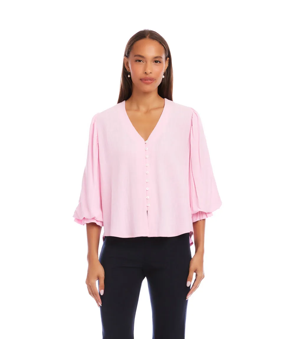 Layered Sleeve Shirred Blouse sold by Karen Kane product image thumbnail 2