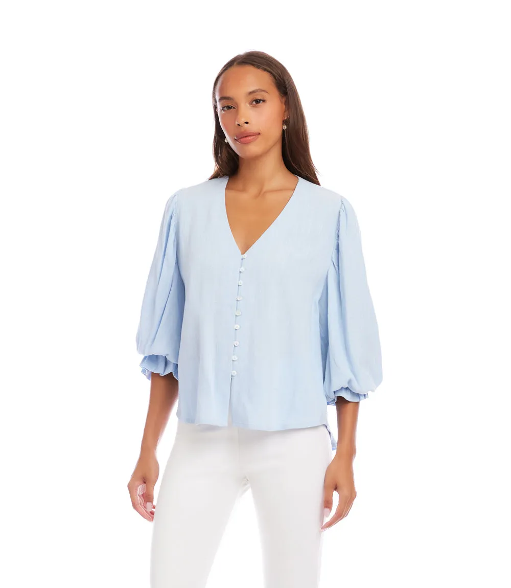Layered Sleeve Shirred Blouse sold by Karen Kane product image thumbnail 3