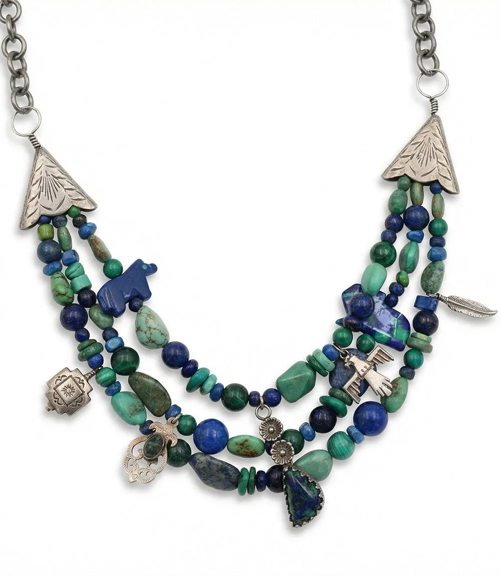 Turquoise, Lapis, Malachite, Multi Strand Necklace sold by Karen Kane product image thumbnail 3