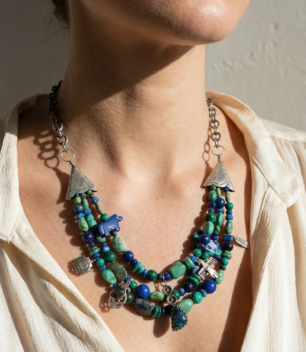 Turquoise, Lapis, Malachite, Multi Strand Necklace sold by Karen Kane product image thumbnail 2